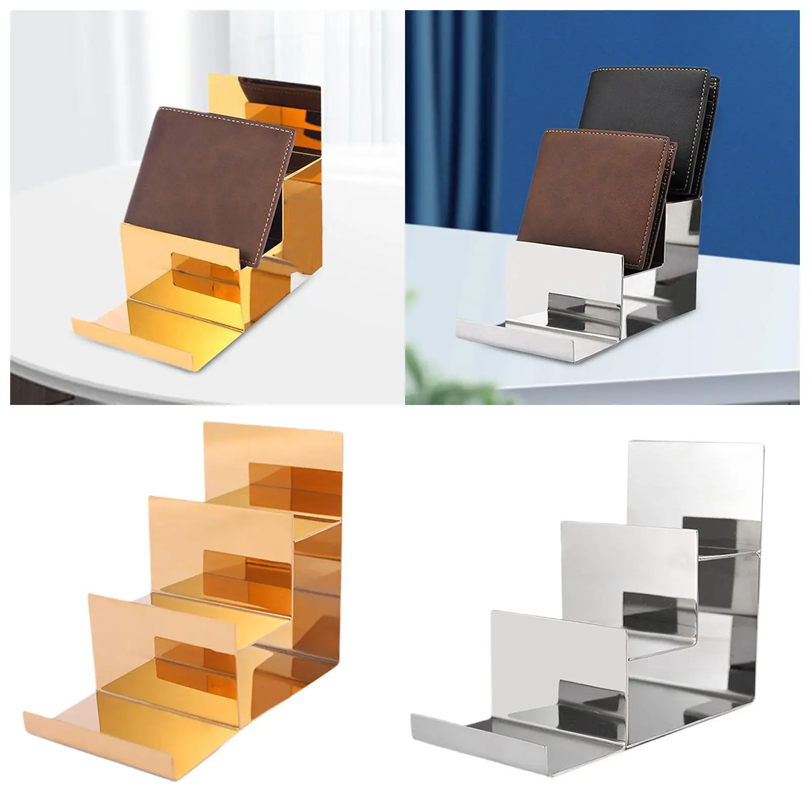 Jewelry Riser Display 3 Tiered Retail Shop Glasses Purse Display Rack Purse Handbag Organizer Mobile Wallet Stand Holder