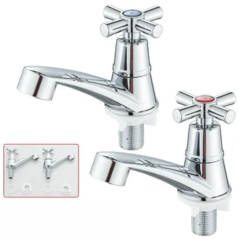 Rubinetti per bagno 1PC Interfaccia universale Rubinetti per lavabo da bagno cromati Accessori tradizionali per il bagno con acqua calda e fredda 1