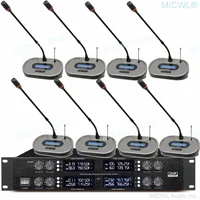 Système de Microphone numérique sans fil haut de gamme, 8 microphones pour salle de réunion et conférence de bureau, bouton muet 1