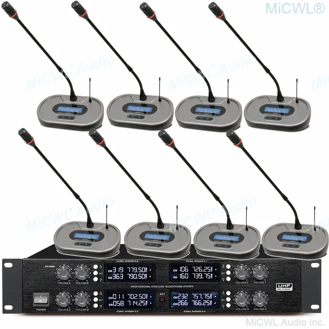 Système de Microphone numérique sans fil haut de gamme, 8 microphones pour salle de réunion et conférence de bureau, bouton muet 1