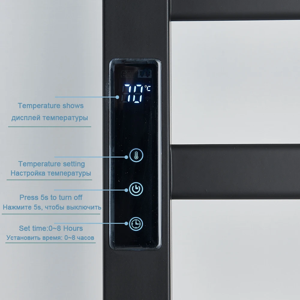 Bathroom Electric Towel Rack Digital Display Temperature Time Control Towel Warmer Rail Smart Home Heated Bar Aluminum electric towel rack