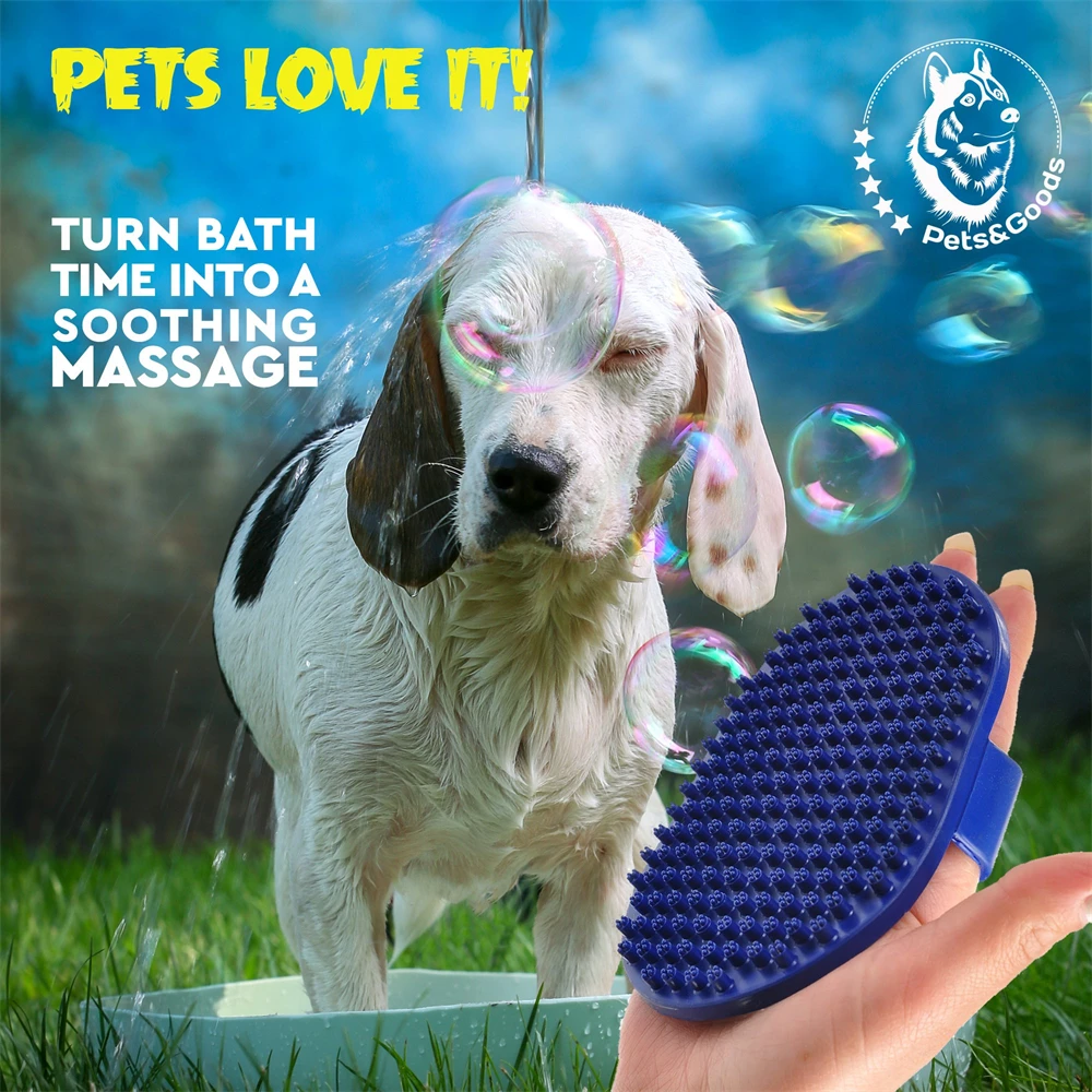 Dog Grooming Brush Pet Shampoo Bath Brush Soothing Massage Rubber Comb for Long Short Haired Dogs Cats bath massage brush