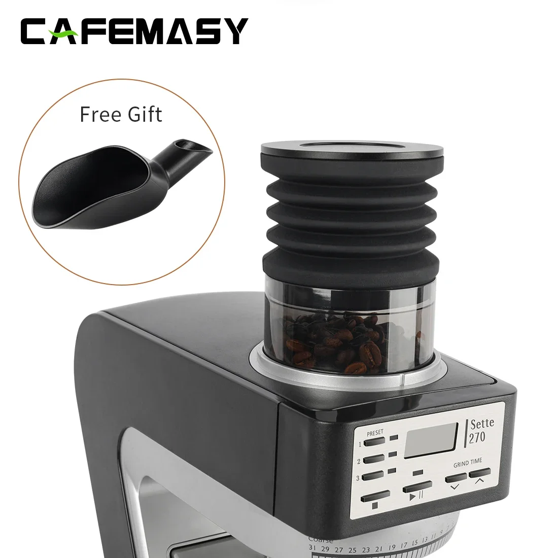 Coffee Beans Grinder  Single Dose Hopper for Baratza Sett 270/30 Silicone Bellows with PC Base Grinder Bin Blowing Clean Tool