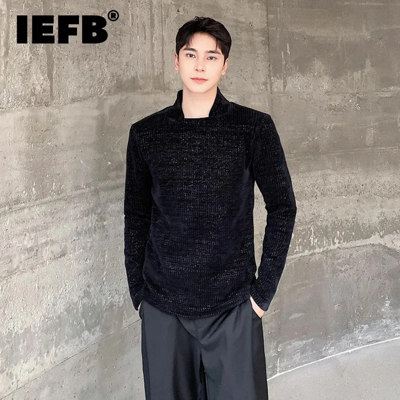 

IEFB Autumn Winter Men's Pullovers Personality Standing Neck Thickened Knitwear Vintage Handsome Male Sweater Trend New 9C3162