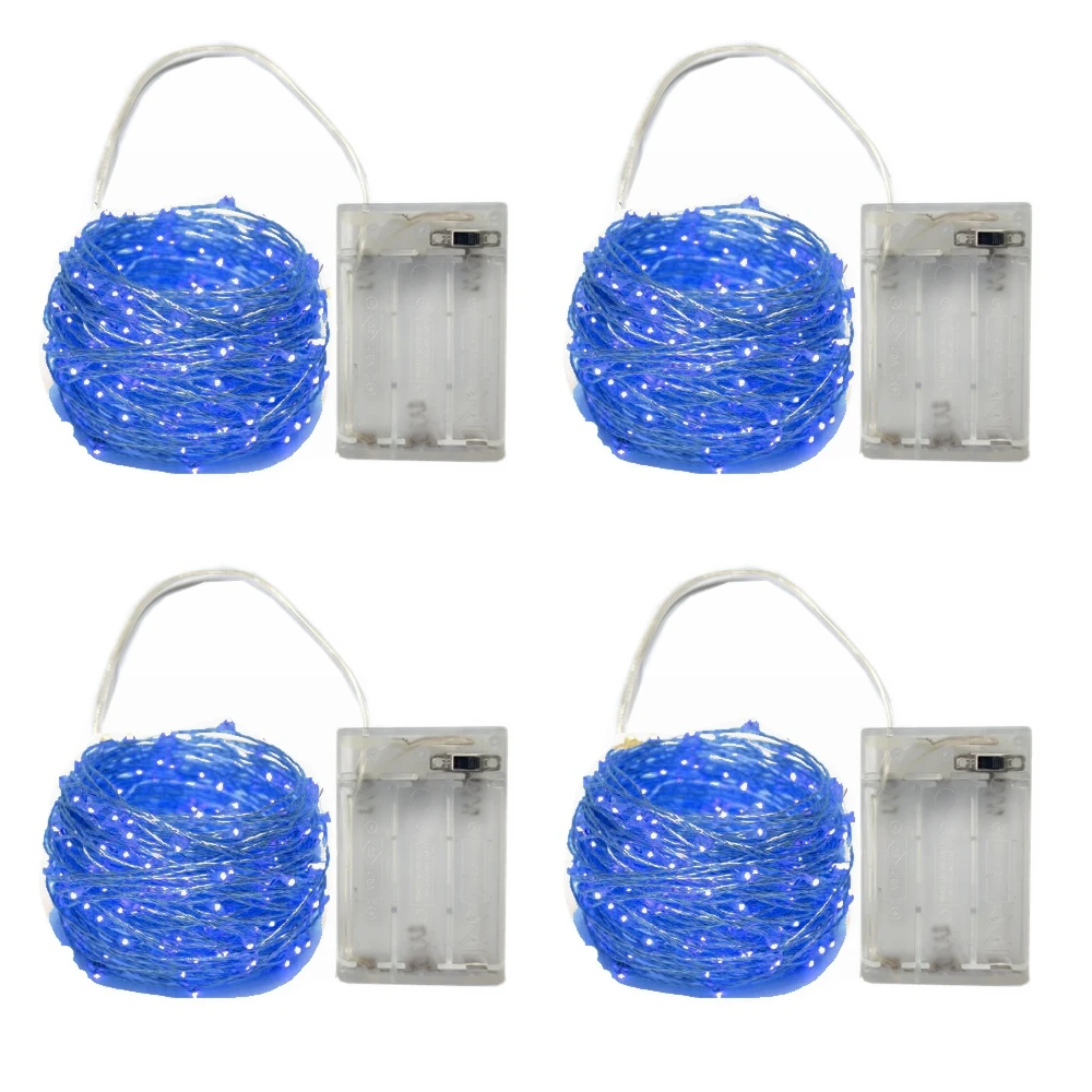 thumbnail image 1 of Paquete de 4 luces LED de hadas con pilas AA, cadena de luces de cobre para decoración de árboles de Navidad, fiestas, bodas y habitaciones interiores, 1 of 5
