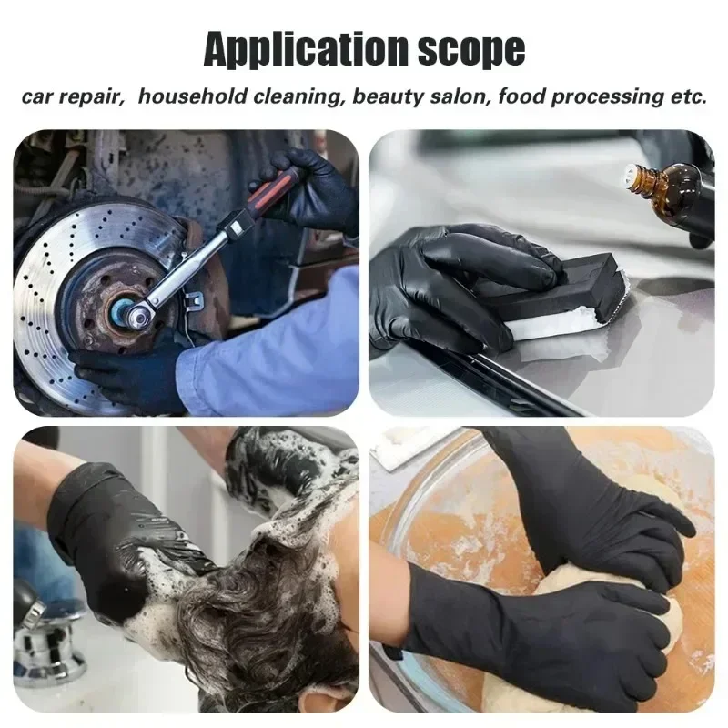 30Pcs Disposable PVC Gloves Black Powder Free Nitrile Glove Thickened Non-slip Work Glove Car Repairing Kitchen Cleaning Tool work gloves disposable gloves disposable nitrile gloves vinyl disposable gloves disposable plastic gloves