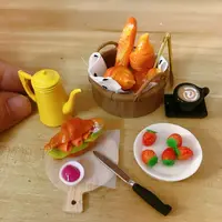 1/6 Scale Dollhouse Miniature Bread Baguette Mini Croissant Coffee Pretend Food for Doll House Kitchen Play Toys Accessories 1