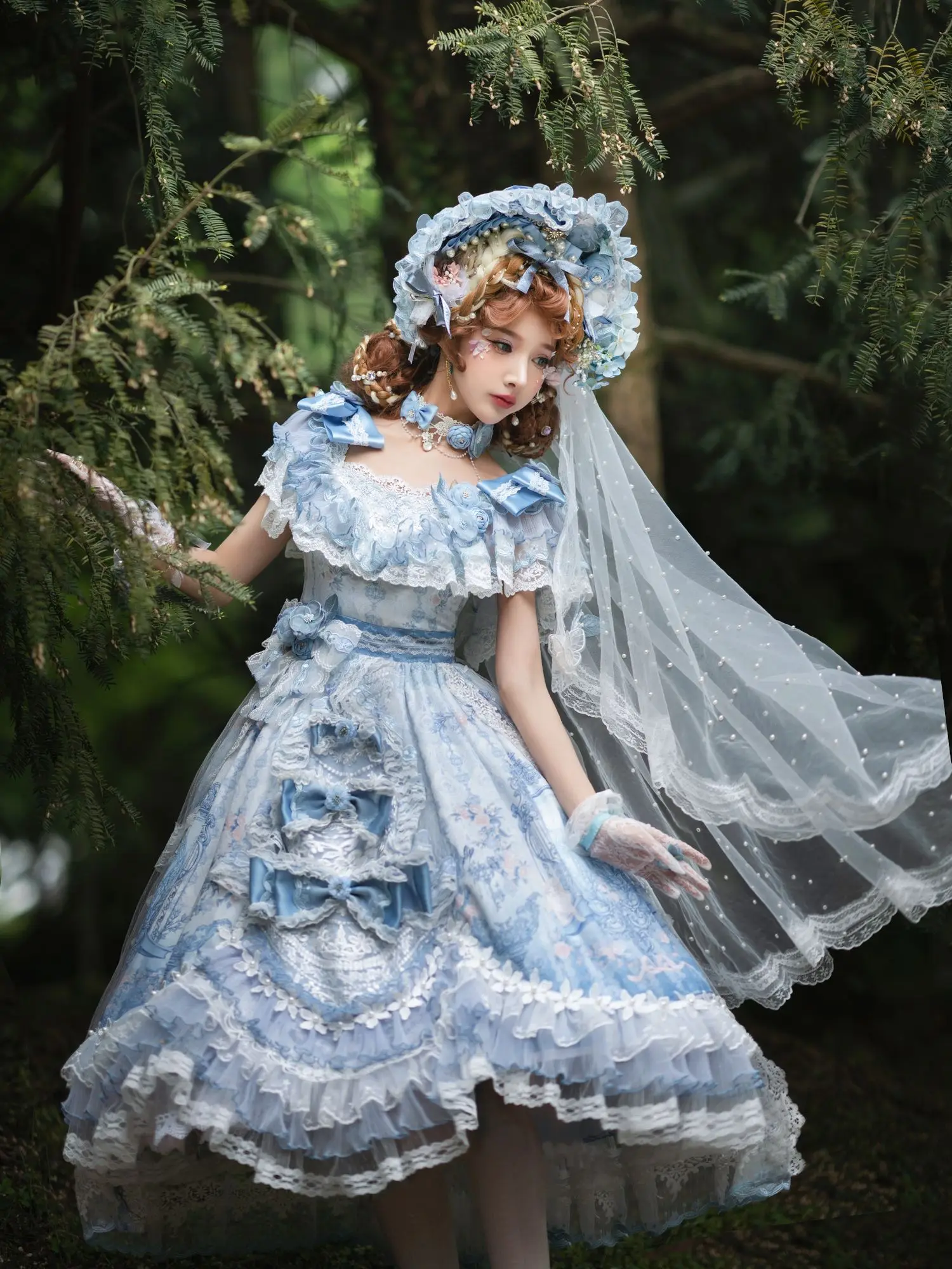 Lolita Costumes Japanese Sweet Kawaii Jsk Lolita Dresses Women Victorian Gothic Cartoon Sleeveless Bow Lace Princess Tea Party
