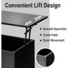 Lift Top Coffee Table, Wooden Lift Tabletop Dining Table with Hidden Storage & 2 Open Shelves, Metal Hydraulic Lifting Device 6
