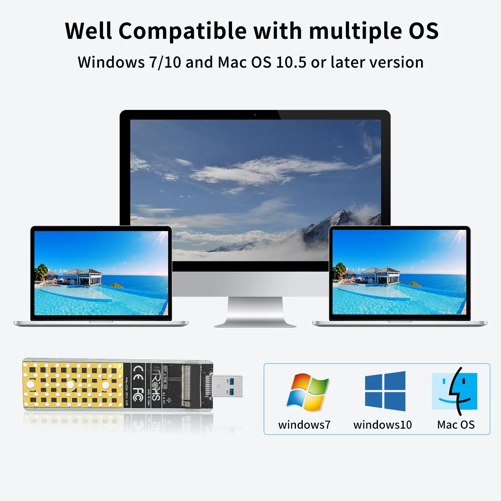 ACASIS M2 SSD Case NVME Enclosure M.2 to USB 3.1 SSD Adapter NVME PCIE SATA M/B Key 2230/2242/2260/2280 22110 Size Dual Protocol