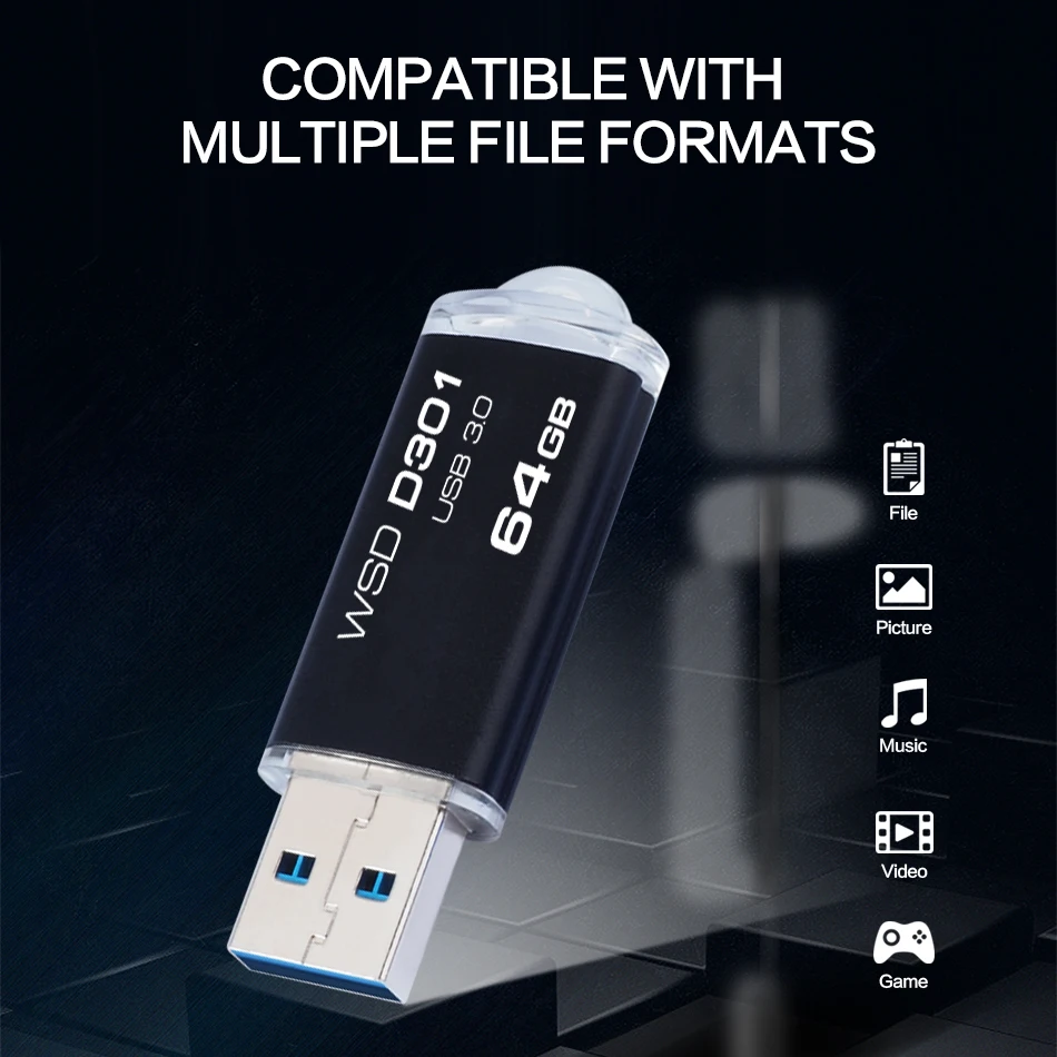 WANSENDA 미니 USB 3.0 플래시 드라이브, 펜 드라이브, 외부 저장 장치, USB 3.0 메모리 스틱, 32GB, 64GB, 256GB, 128GB, 16GB