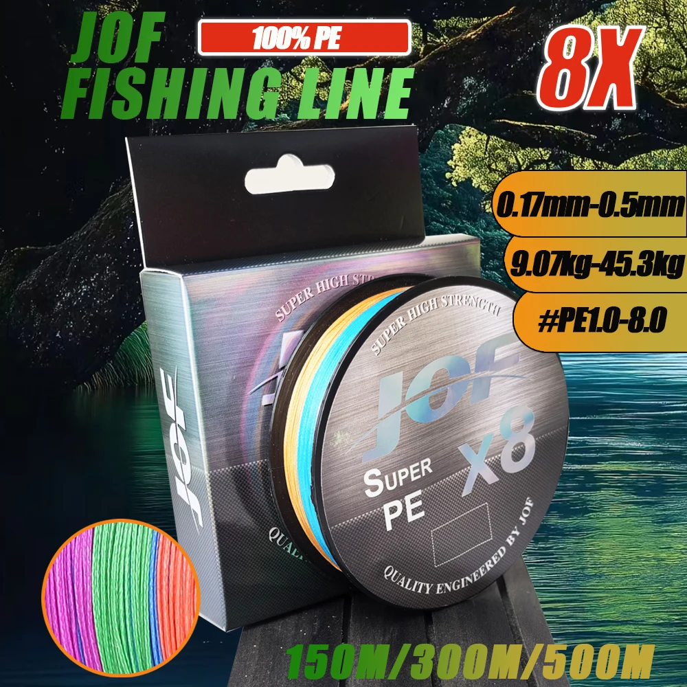 JOF 루어 브레이디드 낚싯줄 8가닥 300-1000m 멀티필라멘트 플라이 PE 와..
