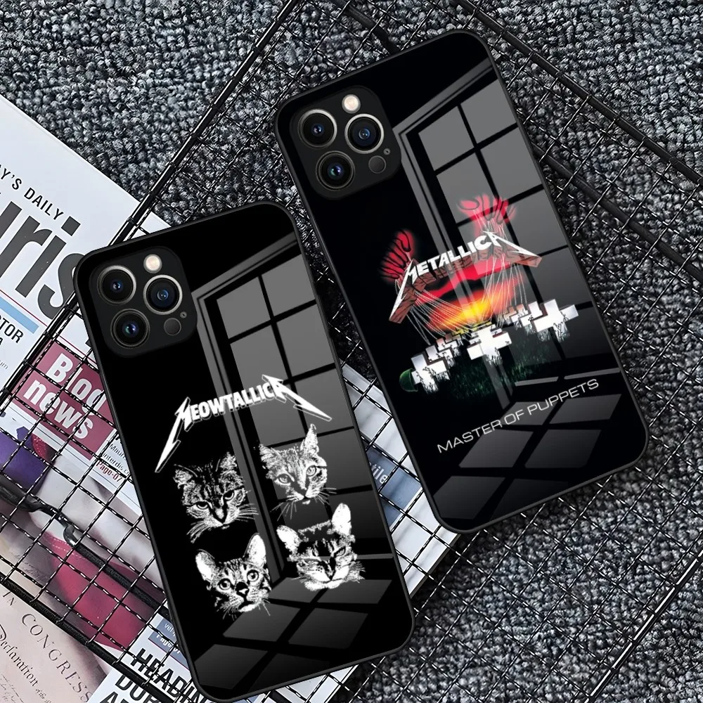 Phone Case For Iphone 15 14 Pro 11 13 12 Mini Rock Xs Xr Max 6 Band 8 7 Plus Se M-Metallicas Glass Luxury Design Cove