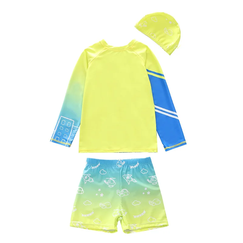Children's Swimsuit Long Sleeve Swimming Suit for Boys Gradient Toddler Baby Swimwear Rash Guard Child Bathing Surfing Suit