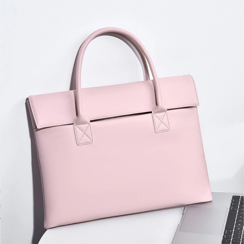 PU Leather Laptop Bag with Handles and Buckle Storage Organize
