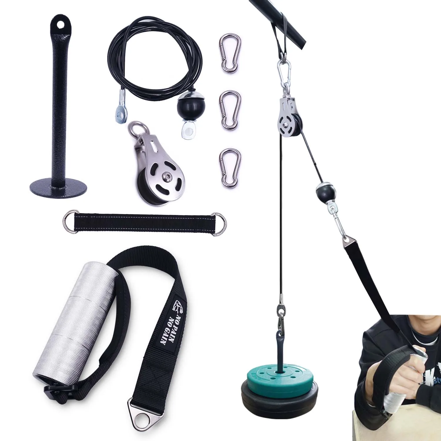 ArmWrestlingTrainingCablePulleySystemTricepsRopeFatHeavyDutyGripHandleForearm