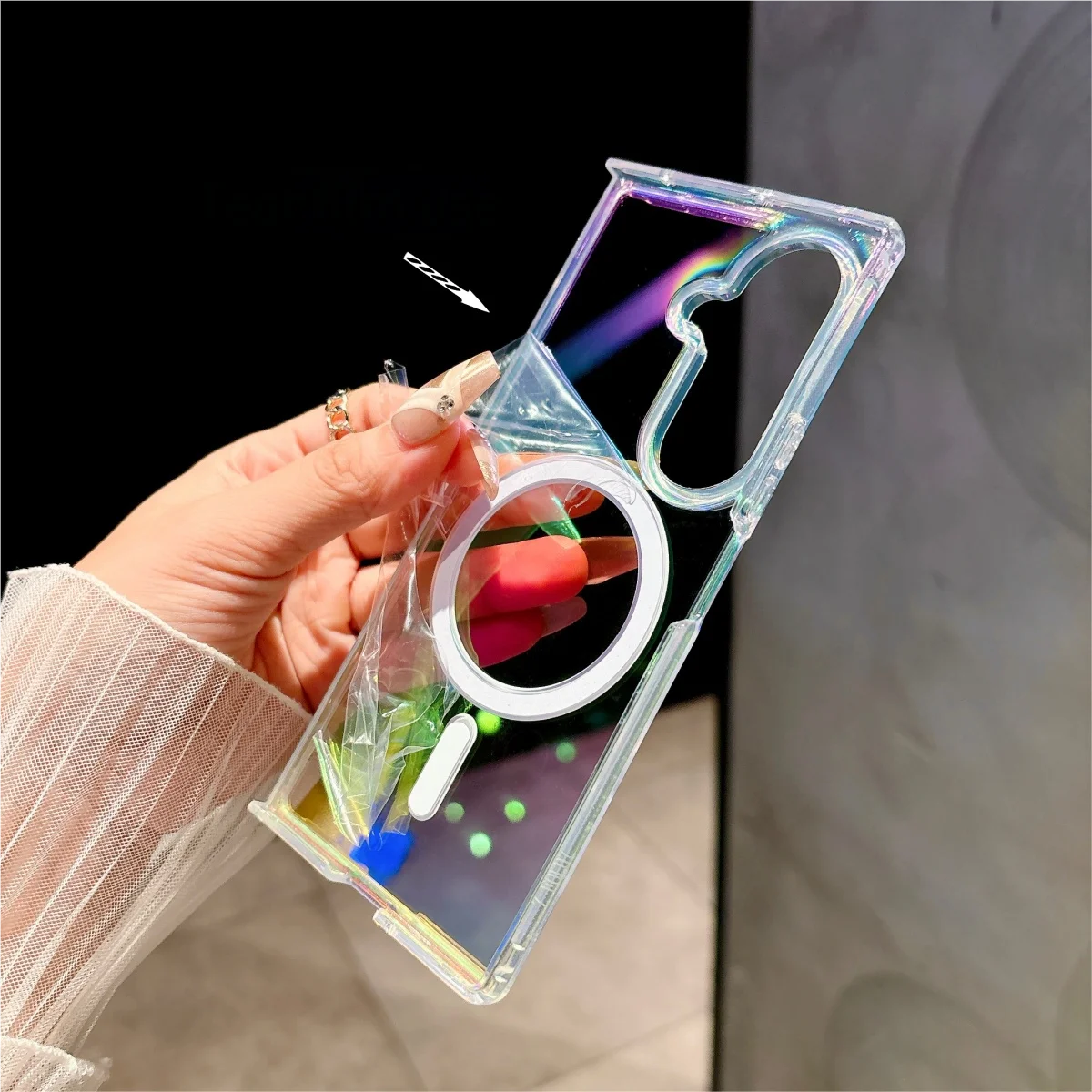 Gradient Aurora Rainbow Laser Magnetic Phone Case with Magsafe Wireless Charging Compatibility
