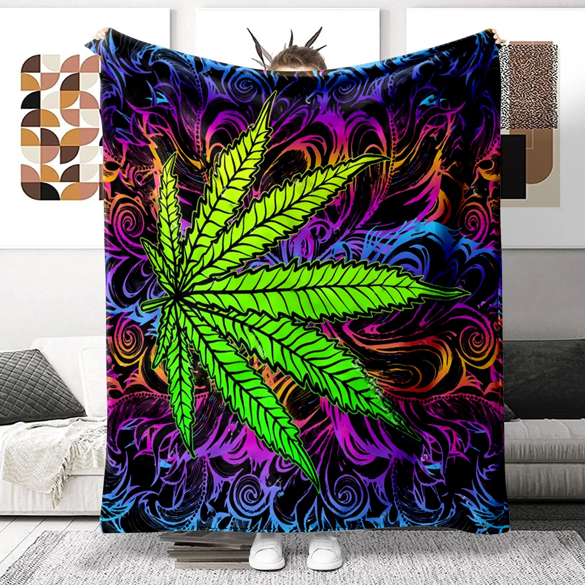 

Cannabis Leaves Blanket Ultra Lightweight Soft Plush Flannel Throws Blanket for Sofa Bed Couch best Office Gifts
