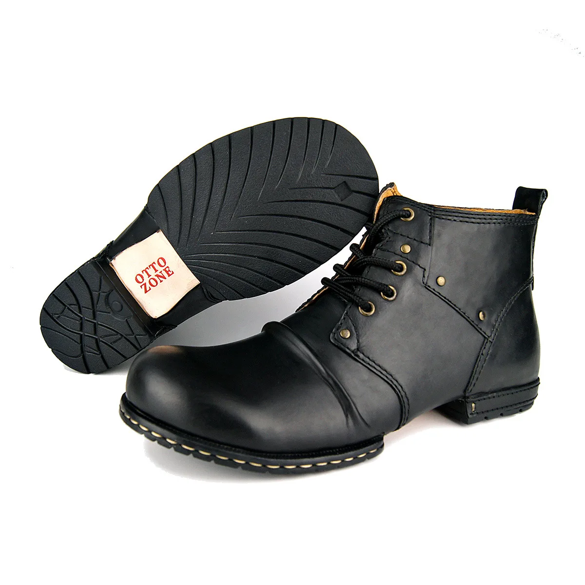 Genuine Cow Leather Motorcycle Boots for Men Biker Retro Punk Martin Shoes Motorbike Moto Boots Protective Gear