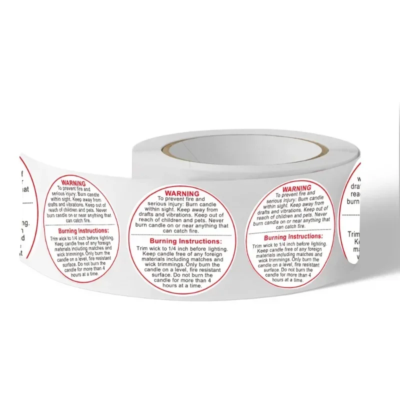 Candle Jar Container Label Wax Melting Safety Stickers Decal for Candle Jars and Votives Round Warning Label Sticker