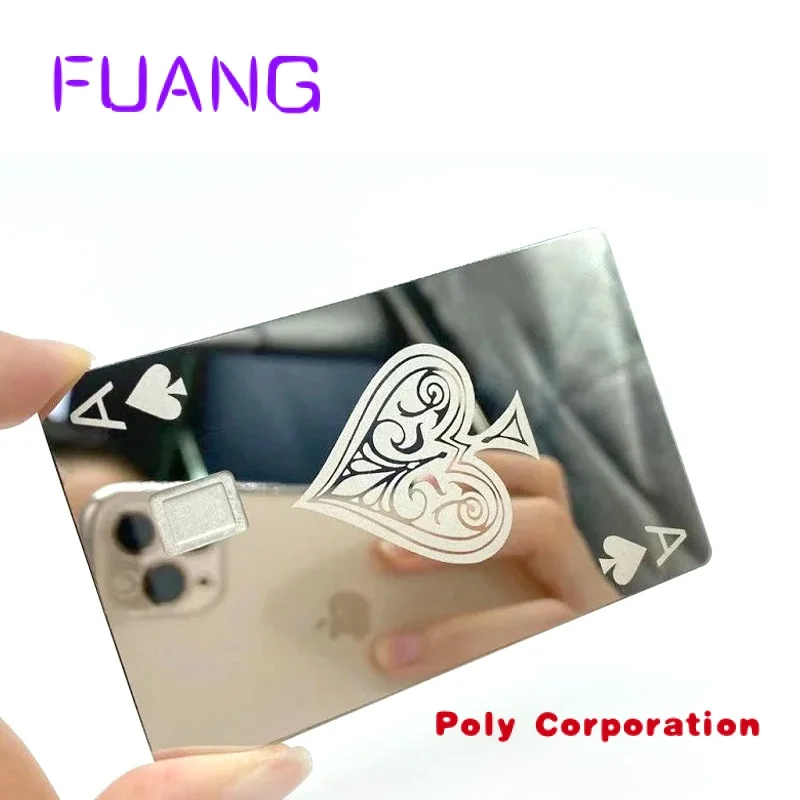 

Custom Sublimation Blank Custom Metal Mirror Etched NFC Business Card Trading Card Visa Laser Metal Credit Magnetic Stripe Card