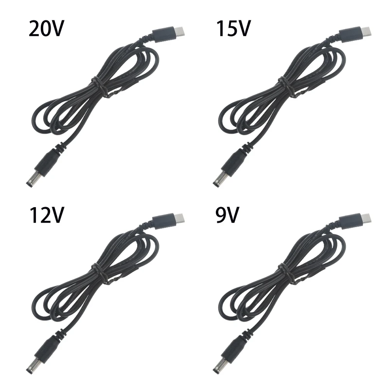 

USB C PD to 9V 12V 15V 20V 5.5x2.1mm Power Supply Cable for Router Laptop LED