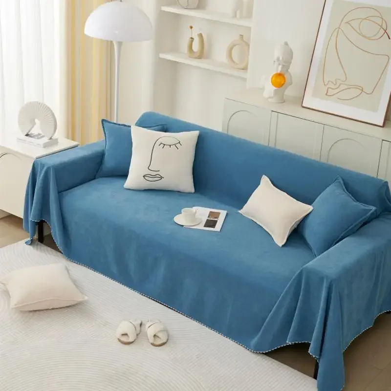 thumbnail image 1 of Toalla de sofá de color sólido simple, funda de sofá de una pieza de cobertura total, alfombrilla universal antideslizante a prueba de polvo para silla, decoración del hogar, 1 of 5