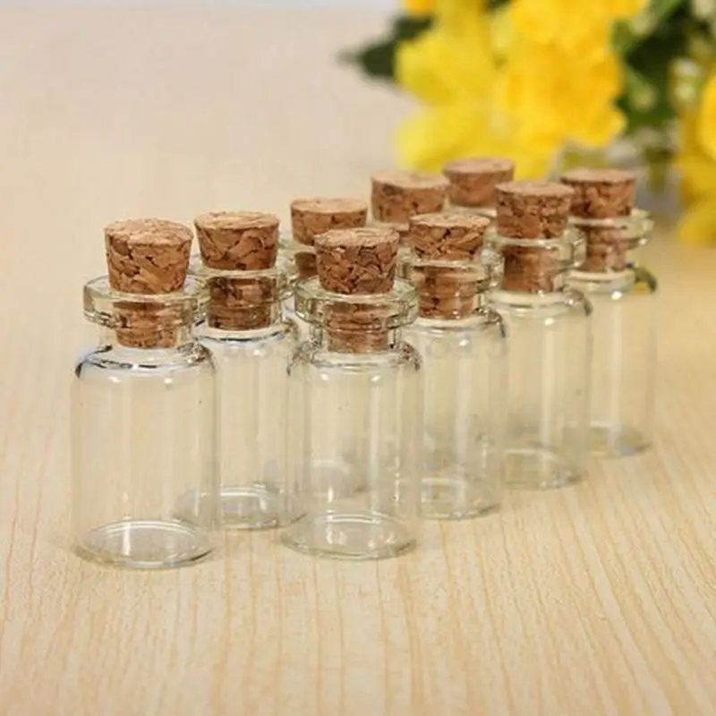 5 개 0.5/1/1.5/2/2.5/5 ml 유리 보관 용기, 코르크 항아리 병 유리 용기와 빈 투명 작은 바이알 용기
