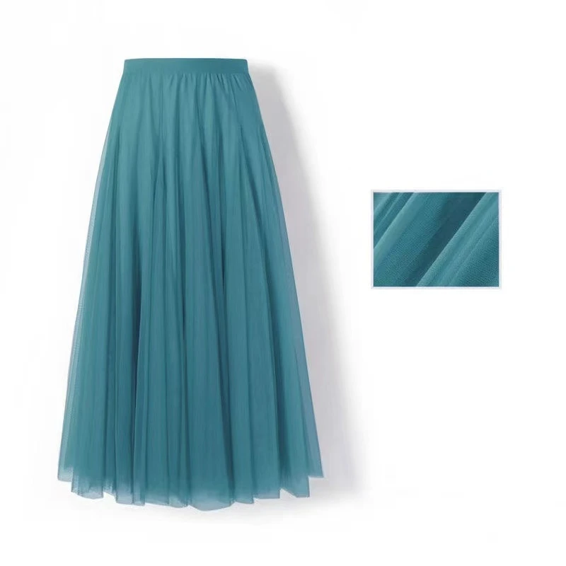 tennis skirt 15 Colors Tulle Skirt Women Elastic High Waist Mesh Skirts 720° Swing Long A-line Pleated Tutu Skirt Linging Female Jupe Longue midi skirt Skirts