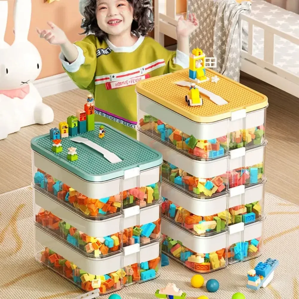 Storage Box 2 Layers Transparent Children Toy Organizer