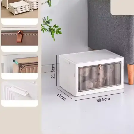 1pc Foldable Classic Style Plastic Storage Box with Magnetic Lid and Smooth Wheels, Multi-Layer Options for Wardrobe - Image 6