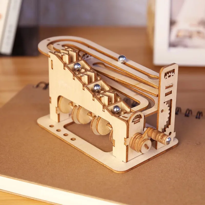 Wood DIY Crafts Kit Spiral Marble Run 3D Wooden Jigsaw Puzzle Package for Teens Friend DIY Model Building Gift Home Decorator