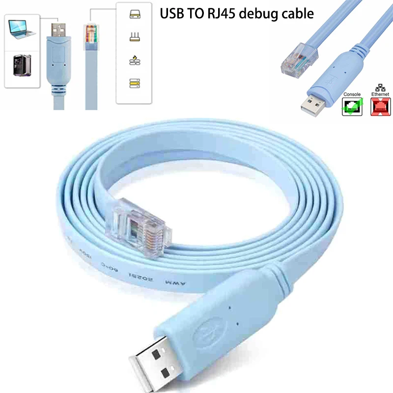 

1Pc 1/1.51.8/3M USB To RJ45 For Cisco USB Console Cable Debug Line For Cisco H3C HP Arba 9306 Huawei Router Rollover Console