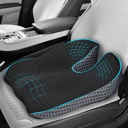 Enhanced Comfort Memory Foam Car Seat Cushion with Breathable Mesh and Adjustable Straps - Four Seasons (BLACK)