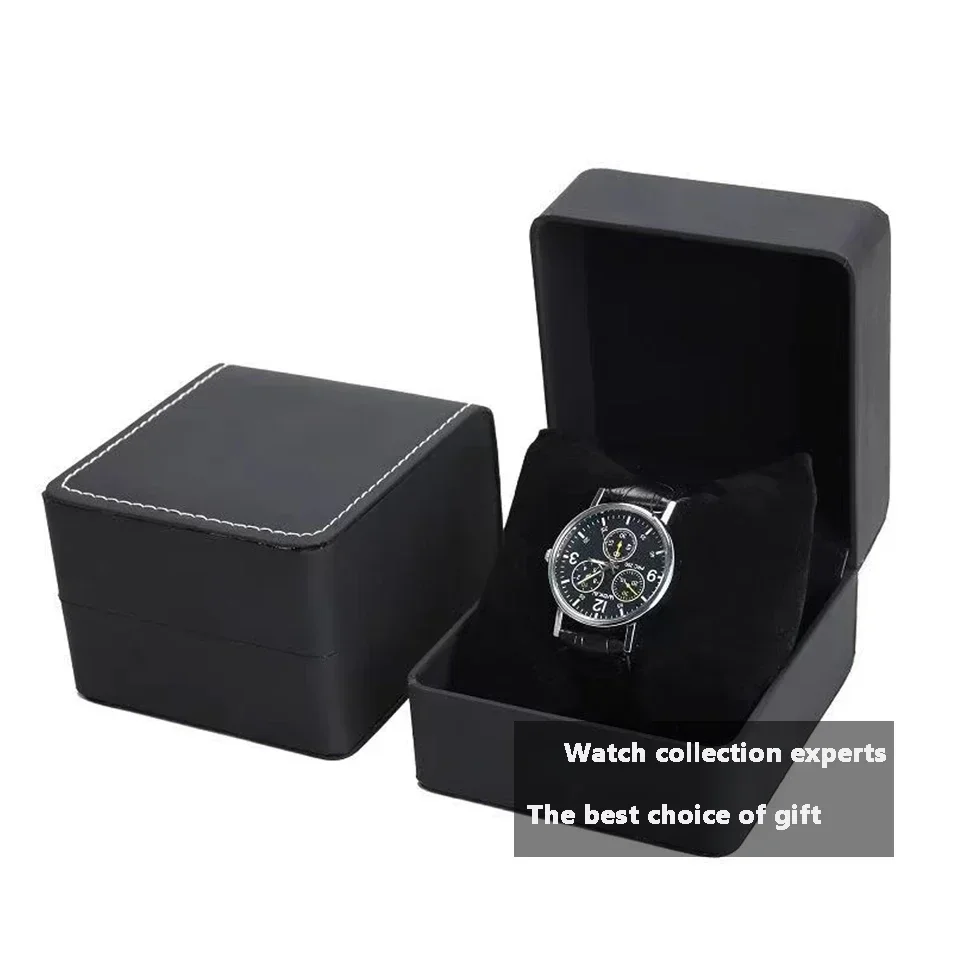 Black Single Watch Gift Box with Soft Pillow, PU Leather Wristwatch Case Organizer for ... - SKU SWBP1121 - UGI Packaging