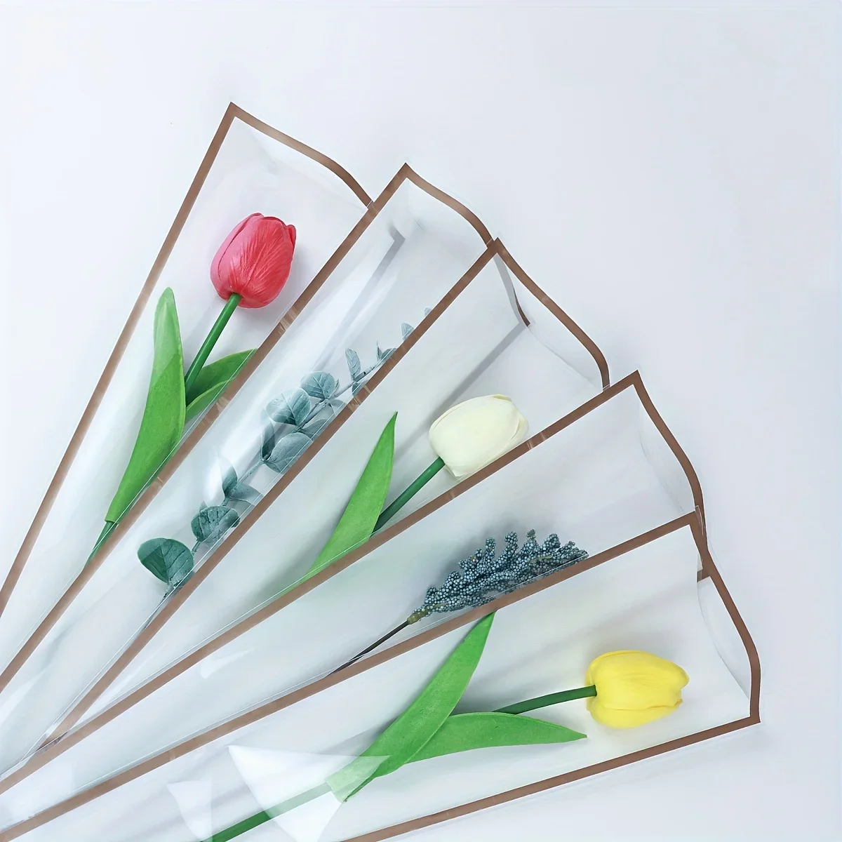 50/100pcs Single rose sleeve flower package bouquet package Valentine's Day with clear cellophane flower packaging bag.