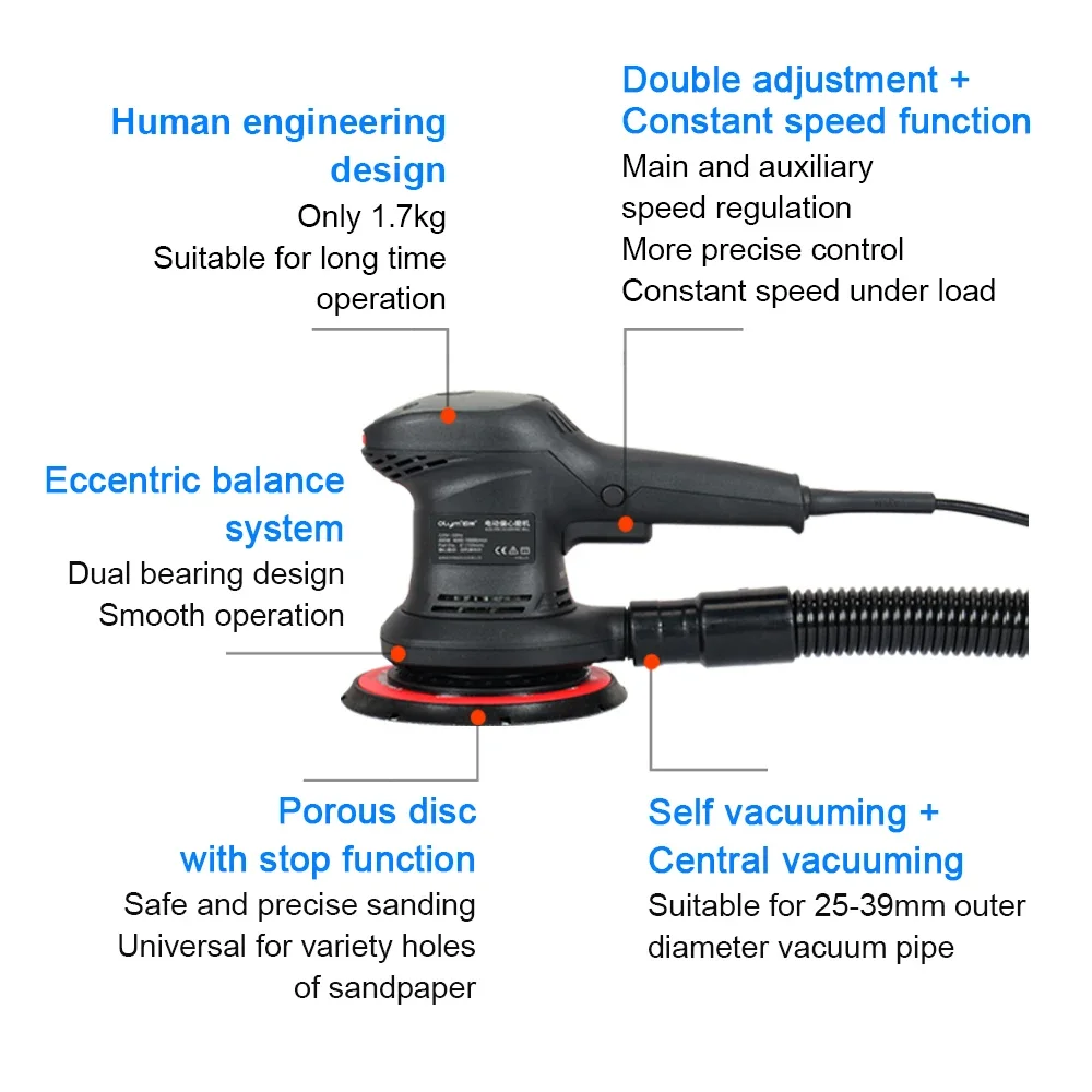 220v 6 Inch 150mm Rotary Electric Orbital Sander Random Sander For Wood Metal Drywall