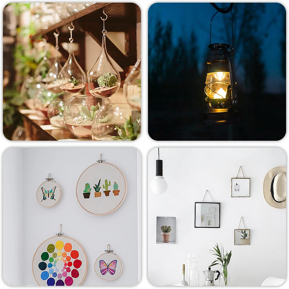 NINDEJIN 66pcs Screw hooks 3/4"-1-1/2" Black White Heavy Duty Screw in Hook Hanger Wood Wall Ceiling Hooks for Kitchen Shelf - Image 6