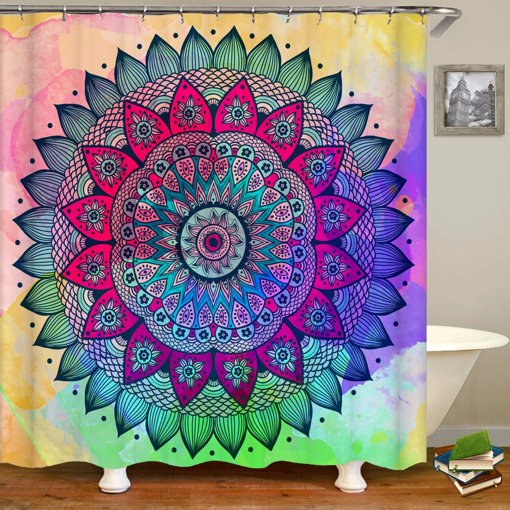 

Shower Curtain Various Indian Mandala 3D Printing Shower Curtain Polyester Bathroom Waterproof Home Decor Curtain 180x180cm