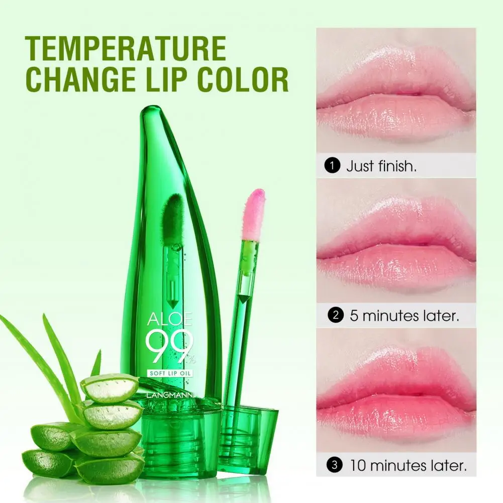 99% Aloe Vera Lip Balm Oil Temperature Color Changing Lipgloss Waterproof Moisturizing Long Lasting Lip Tint Makeup Cosmetic