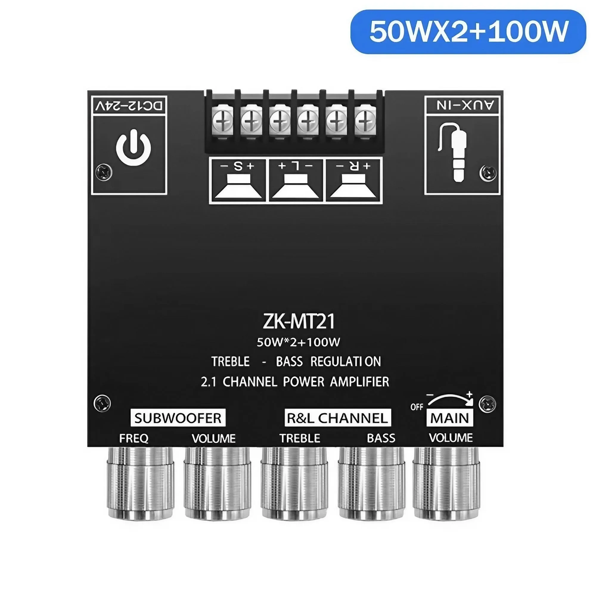 블루투스 2.1 채널 파워 앰프 50W 100W 서브우퍼 오디오 모듈 (DIY 홈시어터용, 저음/고음 조절 기능 포함)