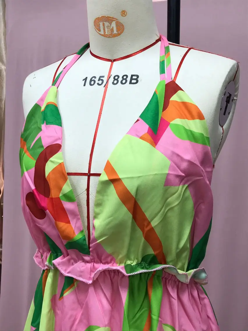 Vestidos de cuello halter con estampado de estilo bohemio para mujer, sexys, con escote en V y espalda descubierta, para vacaciones y playa, ropa informal para ir al trabajo.