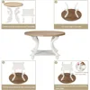 Farmhouse Round Coffee Table,  Wood Tray Top Circle Coffee Table with Storage Shelf Rustic Style 4