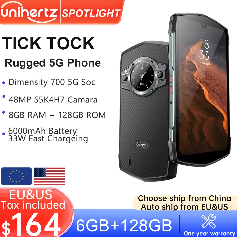 Unihertz Tick Tock 5G スマートフォン Unihertz TickTock: The Unique 5G Dual-Screen Rugged Smartphone