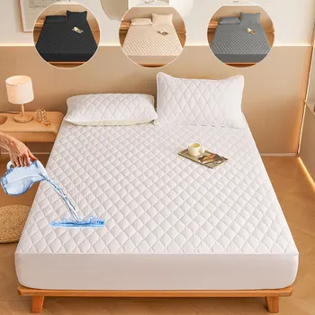 Housse de matelas épaisse à carreaux de couleur unie, rembourrée en coton, respirante, anti-poussière, toutes saisons, adaptée à la chambre à coucher, 1 pièce 1