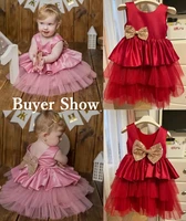 Baby Girls Dress for Birthday Party Wedding Lace Big Bow Dresses Infant Girl 1st Birthday Baby Set Princess White Baptism Dress 6