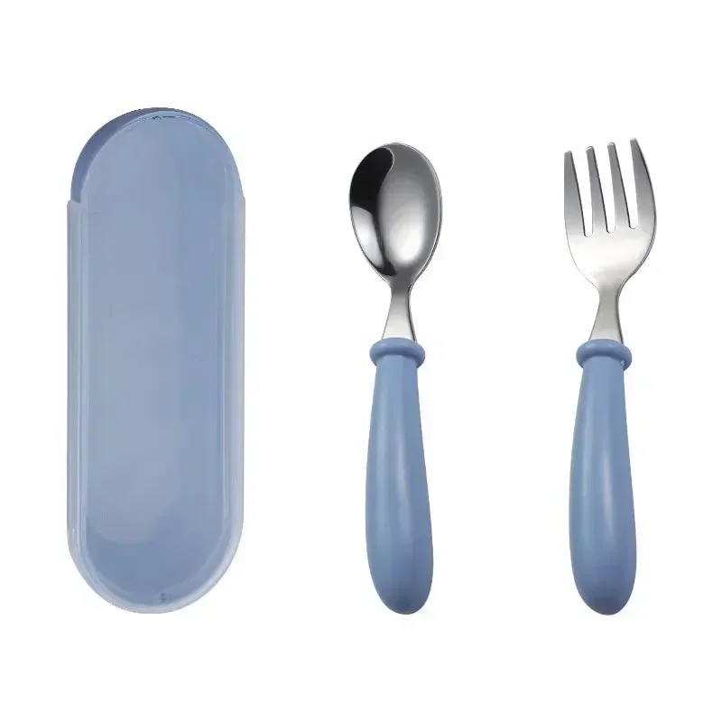 Baby Gadgets Tableware Set Children Utensil Stainless Steel Toddler Dinnerware Cutlery Cartoon Infant Food Feeding Spoon Fork