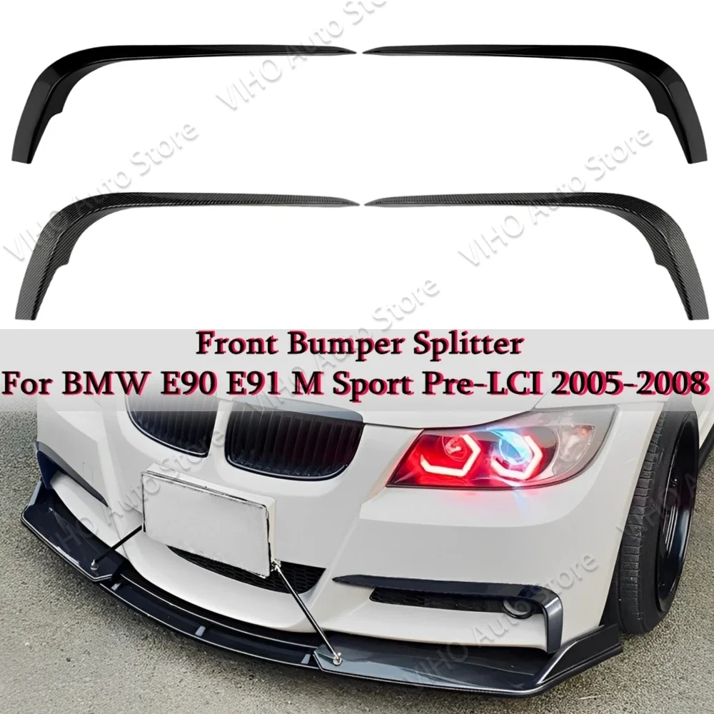 Becquet Avant Lame Pare-Chocs BMW Série 3 E90 E91 2005-2008 - Splitter Sportif Noir ABS