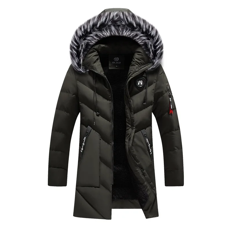 Men's Windbreaker Plus Size Thick Fleece Winter Jacket Fashion Fur Hooded Warm Cooton Parka Male Solid Cotton Outwear Coats cotton jacket parka coat parkas coat