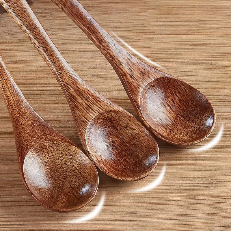 Wooden Cooking Spoons 6Pcs Small Wooden Teaspoon Cooking Small Condiments Mini Honey Spoon